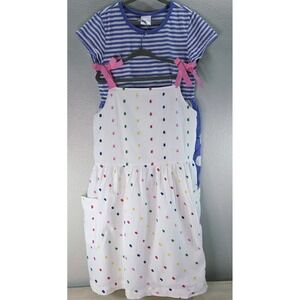 Hanna Andersson Girls Fit & Flare Sundress Confetti Dot White Pocket Dress 130